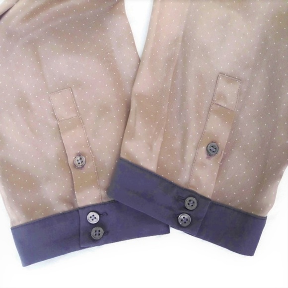 SILK Club Monaco Beige Dress Polka Micro Dot Boat Neck Drawstring 8 - Picture 6 of 7